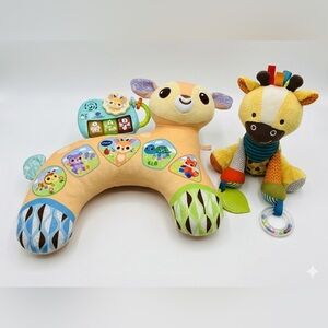 Peach Deer Plush Learning Pillow - Interactive Soft Toy for Toddlers